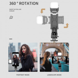 Selfie Stick cu Trepied si Telecomanda, 70cm, Mini - Techsuit (Q10s) - Black - Img 3