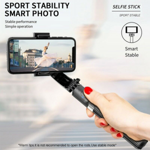 Selfie Stick cu Trepied si Telecomanda, 86cm - Techsuit (L08) - Black - Img 6