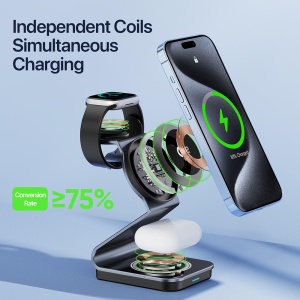 Statie de Alimentare pentru Phone 15W, AirPods 3W, Apple Watch 2.5W + Cablu Type-C, 1m - Duzzona (W21) - Transparent - Img 2