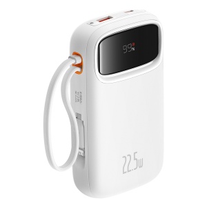 Acumulator Extern Lightning, 2x Type-C, USB, 22.5W, 20000mAh + Cablu Type-C, 30cm - Baseus Qpow Pro+ (P10055002223-00) - White - Img 4
