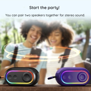Boxa portabila Bluetooth 5.3, Lumini RGB, IPX5, TWS, TF, USB, FM, AUX - Havit (SK809BT) - Violet - Img 3