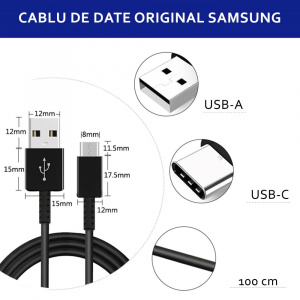 Cablu USB la Type-C, 480Mbps, 2.1A, 1m - Samsung (EP-DG970BBE) - Black (Bulk Packing) - Img 9