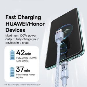 Cablu USB la Type-C, Super Fast Charging 100W, 1m - Baseus Gem (P10373002311-00) - Galaxy Blue - Img 3