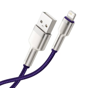 Cablu USB to Lightning, 2.4A, 480Mbps, 1m - Baseus Cafule Series Metal (CALJK-A05) - Purple - Img 3
