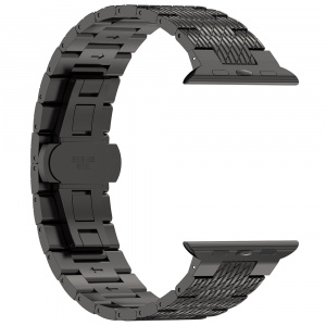 Curea pentru Apple Watch 1/2/3/4/5/6/7/8/9/10/SE/SE 2 (38/40/41/42mm) - Techsuit Watchband (W052) - Black - Img 4