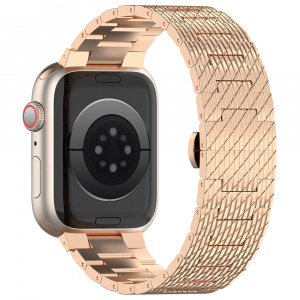 Curea pentru Apple Watch 1/2/3/4/5/6/7/8/9/10/SE/SE 2 (38/40/41/42mm) - Techsuit Watchband (W052) - RoseÂ Gold - Img 3