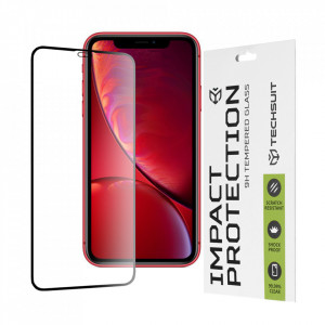 Folie pentru iPhone 11 / iPhone XR - Techsuit 111D Full Cover / Full Glue Glass - Black