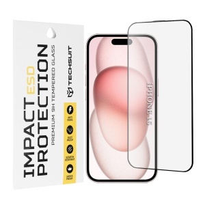 Folie pentru iPhone 15 / iPhone 16 - Techsuit ESD Glass - Black