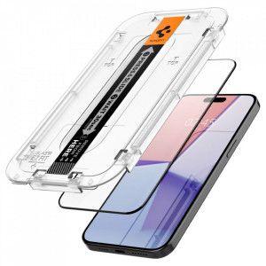 Folie pentru iPhone 15 Pro Max (set 2) - Spigen Glas.tR EZ FIT - Black - Img 2