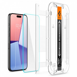 Folie pentru iPhone 15 Pro Max (set 2) - Spigen Glas.tR EZ FIT - Clear - Img 6