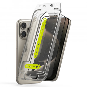 Folie pentru iPhone 15 Pro (set 2) - Ringke Easy Slide Tempered Glass - Clear - Img 2