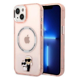 Husa iPhone 14 - Karl Lagerfeld Hardcase MagSafe (KLHMP14SHNKCIP) - Pink Iconic Karl&Choupette - Img 1