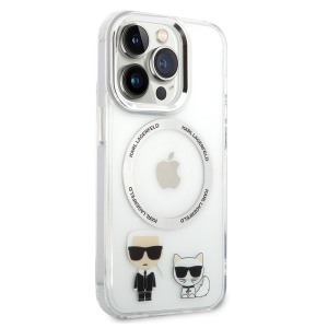 Husa iPhone 14 Pro - Karl Lagerfeld Hardcase MagSafe (KLHMP14LHKCT) - Transparent Karl & Choupette Aluminium - Img 7