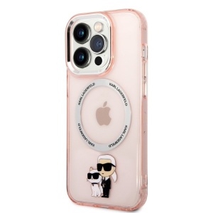Husa iPhone 14 Pro - Karl Lagerfeld Hardcase MagSafe (KLHMP14LHNKCIP) - Pink Iconic Karl&Choupette - Img 5