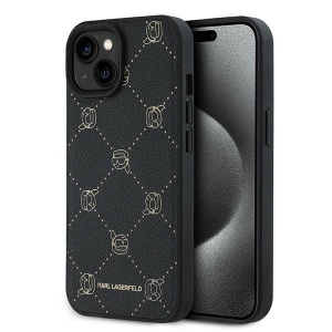 Husa iPhone 15 Plus - Karl Lagerfeld Leather MagSafe (KLHMP15MPGKHPHK) - Karl Head - Img 1