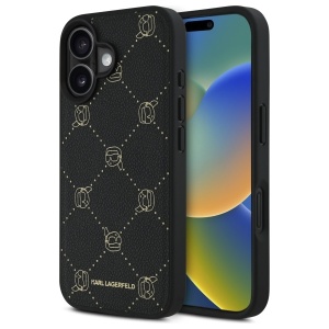 Husa iPhone 16 - Karl Lagerfeld Leather MagSafe (KLHMP16SPGKHPHK) - Karl Head - Img 1