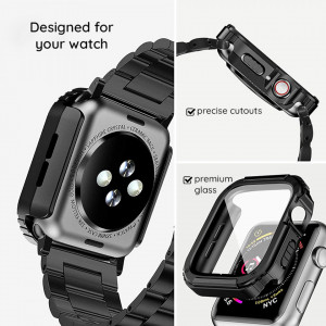 Husa pentru Apple Watch 7 / 8 / 9 (41mm) + Folie - Lito Watch Armor 360 - Blue - Img 5