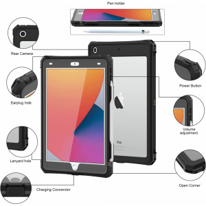 Husa pentru iPad 10.2" (2019 / 2020 / 2021) - ShellBox Waterproof IP68 - Black - Img 7