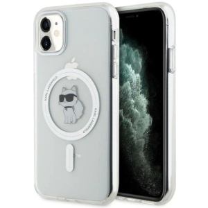 Husa pentru iPhone 11 - Karl Lagerfeld IML MagSafe (KLHMN61HLSCHH) - White Metal Choupette`s Head - Img 1