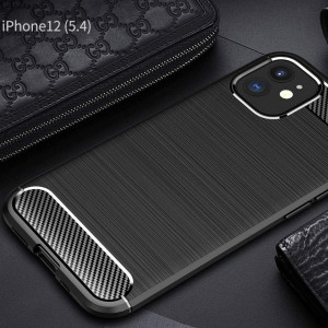 Husa pentru iPhone 12 mini - Techsuit Carbon Silicone - Black - Img 2