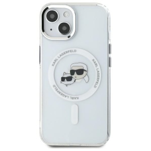 Husa pentru iPhone 14 - Karl Lagerfeld IML MagSafe (KLHMP14SHLSKCH) - White Metal Karl&Choupette Head - Img 3