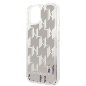 Husa pentru iPhone 14 Plus - Karl Lagerfeld Hardcase Liquid Glitter (KLHCP14MLMNMS) - Silver Monogram - Img 2