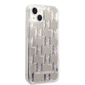 Husa pentru iPhone 14 Plus - Karl Lagerfeld Hardcase Liquid Glitter (KLHCP14MLMNMS) - Silver Monogram - Img 6