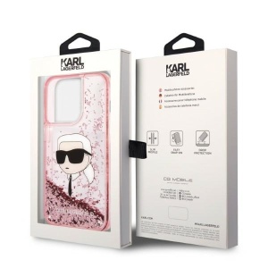 Husa pentru iPhone 14 Pro - Karl Lagerfeld Hardcase Glitter (KLHCP14LLNKHCP) - Pink Karl Head - Img 8