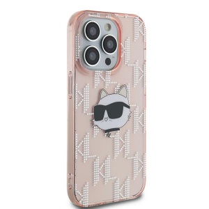 Husa pentru iPhone 14 Pro - Karl Lagerfeld IML Luxury (KLHCP14LHKLPCHP) - Pink Choupette Head&Monogram - Img 4
