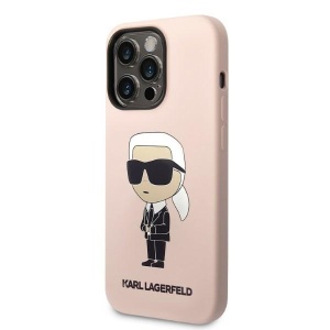 Husa pentru iPhone 14 Pro - Karl Lagerfeld Silicone (KLHCP14LSNIKBCP) - Pink Ikonik - Img 5