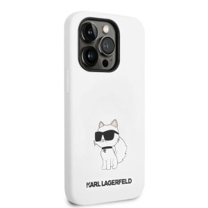 Husa pentru iPhone 14 Pro - Karl Lagerfeld Silicone MagSafe (KLHMP14LSNCHBCH) - White Choupette - Img 5