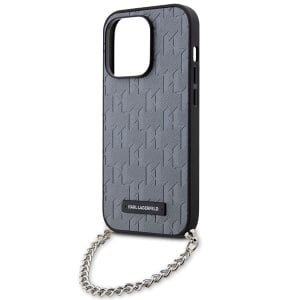 Husa pentru iPhone 14 Pro Max - Karl Lagerfeld Saffiano Monogram Chain (KLHCP14XSACKLHPG) - Silver - Img 3