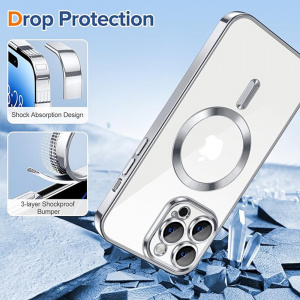 Husa pentru iPhone 14 Pro Max - Techsuit Luxury Crystal MagSafe - Silver - Img 3
