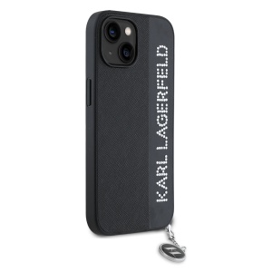 Husa pentru iPhone 15 - Karl Lagerfeld Saffiano Rhinestones&Charm (KLHCP15SPSAKDGCK) - Black - Img 4