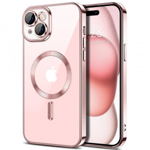 Husa pentru iPhone 15 Plus - Techsuit Luxury Crystal MagSafe - Pink - Img 2