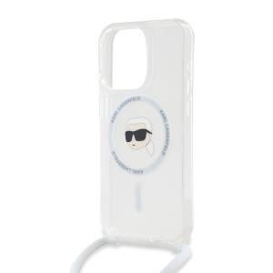 Husa pentru iPhone 15 Pro - Karl Lagerfeld IML Crossbody MagSafe (KLHMP15LHCKHNT) - Transparent Karl Head - Img 4