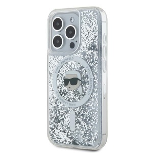 Husa pentru iPhone 15 Pro - Karl Lagerfeld Liquid Glitter MagSafe (KLHMP15LLGKISGH) - Transparent Karl Head - Img 6