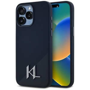 Husa pentru iPhone 15 Pro - Karl Lagerfeld Silicone MagSafe (KLHMP15LSCMKMPCK) - Shadow Metal Initial