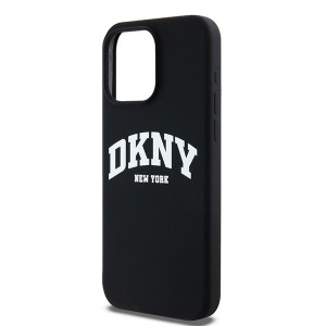 Husa pentru iPhone 15 Pro Max - DKNY Hardcase Liquid Silicone White Printed Logo MagSafe (DKHMP15XSNYACH) - Black - Img 3