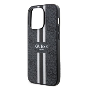 Husa pentru iPhone 15 Pro Max - Guess Hardcase 4G Printed Stripes MagSafe (GUHMP15XP4RPSK) - Black - Img 4