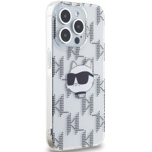 Husa pentru iPhone 15 Pro Max - Karl Lagerfeld IML Luxury (KLHCP15XHKLPCHT) - Transparent Choupette Head&Monogram - Img 6