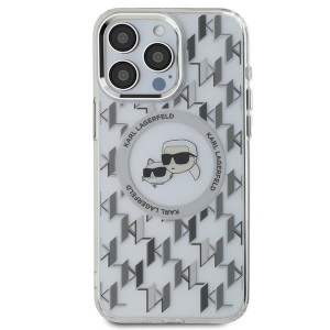 Husa pentru iPhone 15 Pro Max - Karl Lagerfeld IML MagSafe (KLHMP15XHMCKMHT) - Clear Monogram Karl&Choupette Head - Img 3
