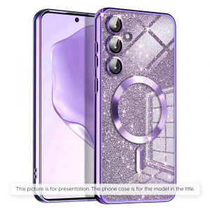 Husa pentru iPhone 15 Pro Max - Techsuit Luxury Glitter MagSafe - Light Purple - Img 2