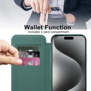 Husa pentru iPhone 15 Pro - Techsuit SmartMag Book Case - Green - Img 5
