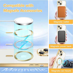 Husa pentru iPhone 15 - Techsuit Luxury Crystal MagSafe - Gold - Img 5