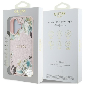 Husa pentru iPhone 16 - Guess Grained Flowers MagSafe (GUHMP16SPGNMPLMP) - Pink - Img 7