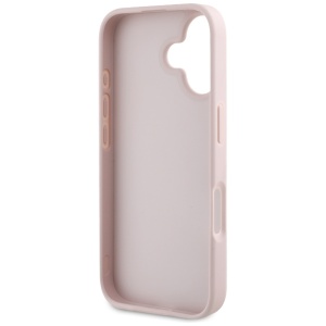 Husa pentru iPhone 16 - Guess Leather Hot Stamp 4G Pattern Triangle Metal Logo (GUHCP16SPGP4STRP) - Pink - Img 4