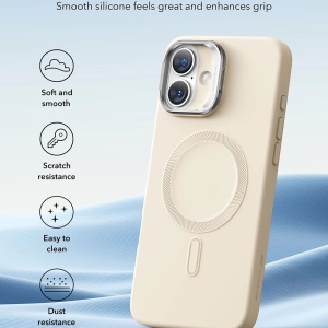 Husa pentru iPhone 16 Plus - ESR Cloud Soft HaloLock Kickstand - Light Tan - Img 2