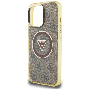 Husa pentru iPhone 16 Pro - Guess IML Metal Glitter 4G Circle Triangle MagSafe (GUHMP16LHG4PRTGW) - Brown - Img 9