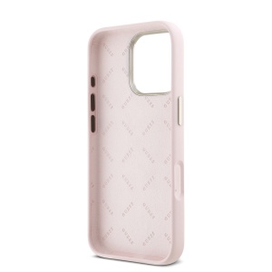 Husa pentru iPhone 16 Pro - Guess Silicone Script Metal Logo & Frame (GUHCP16LSMBSLP) - Pink - Img 6